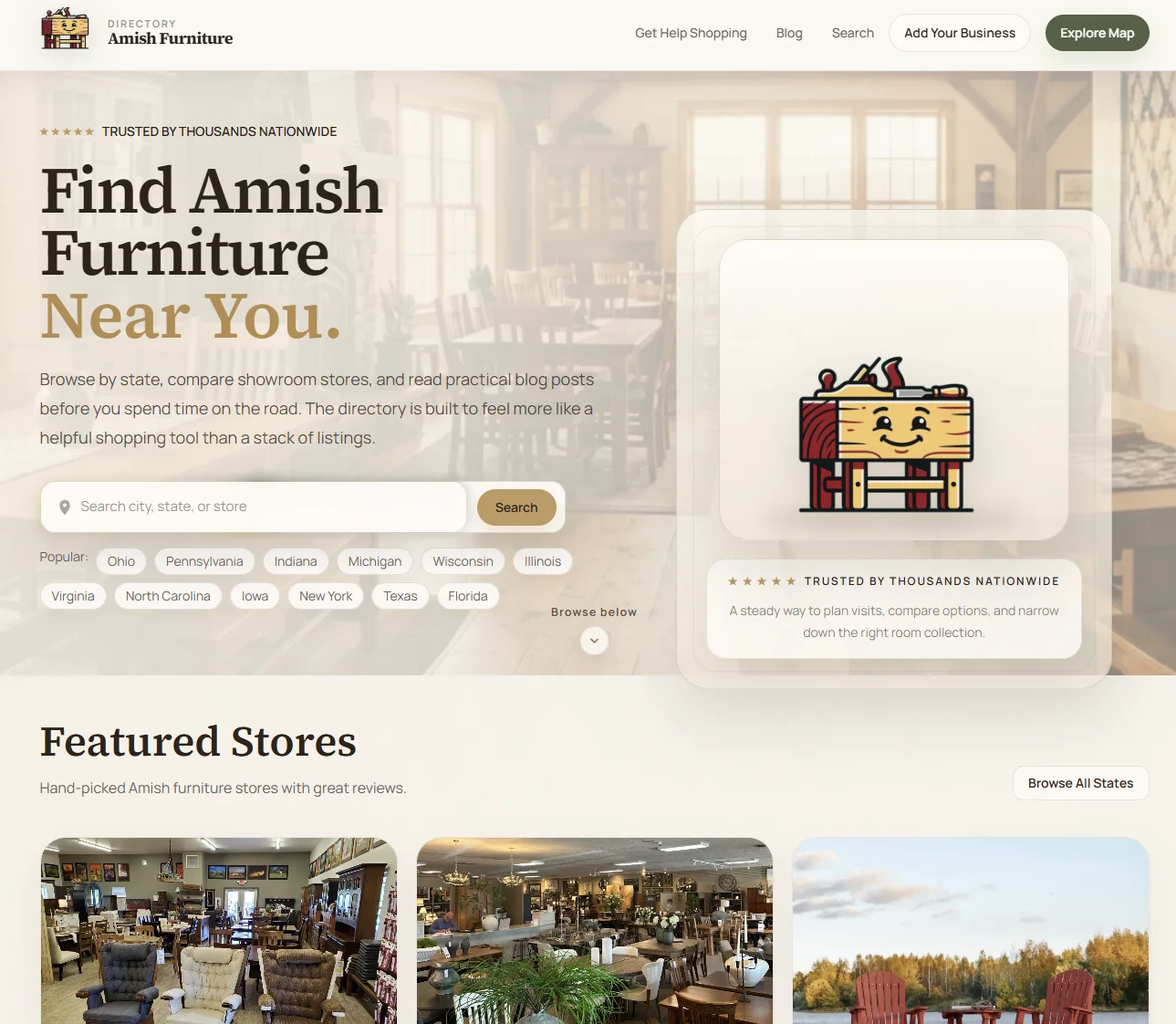 Amish Furniture Directory homepage